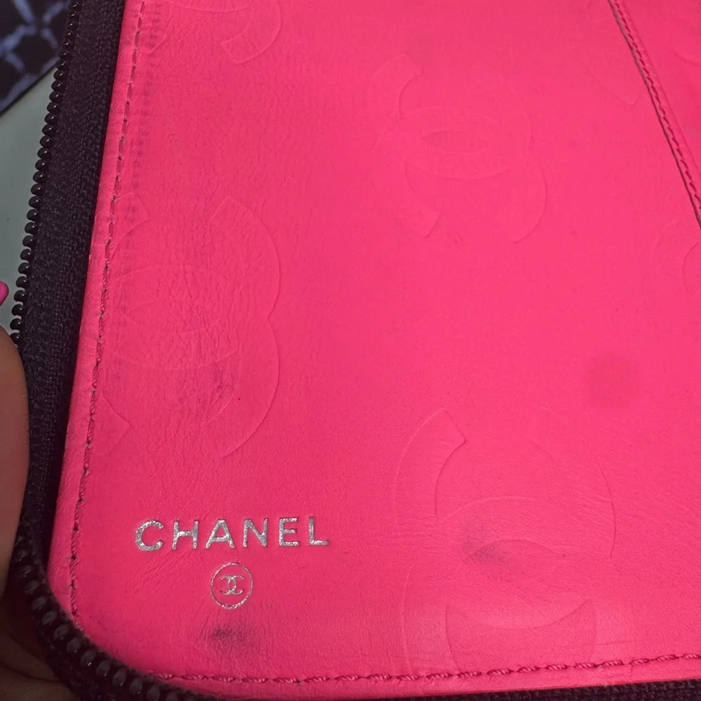 CHANEL Cambon CC Quilted Leather Wallet Organizer Long Wallet Black White